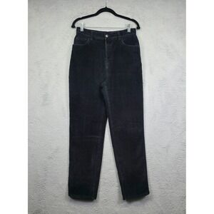 Vintage Faded Glory Pants 8 Black Tapered High Rise Corduroy Stretch‎ Retro